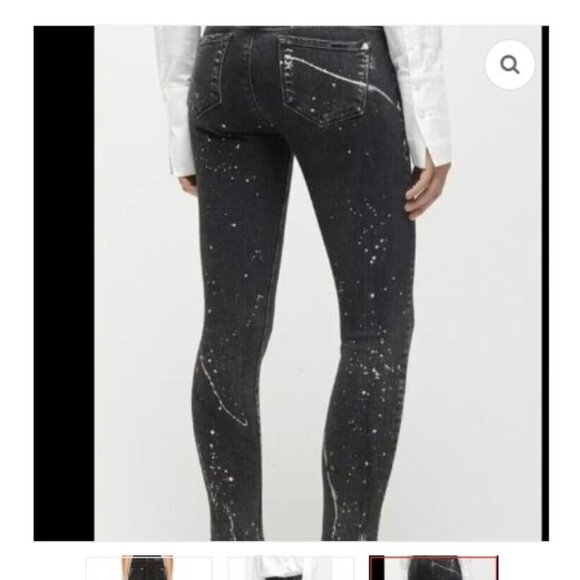 NWT Baldwin Kansas City KARLIE High Rise Cropped Skinny Jeans Black Paint Splat - Picture 10 of 10